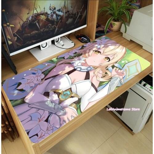 Anime Game Genshin Impact Lumine Loli Girl Mouse Pad Laptop PC Mice Mat Keyboard Mat Large Anti-Slip Playmat Cosplay