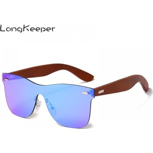 LongKeeper 2021 Brand Wooden Sunglasses Men Rimless Square Frame Sun Glasses Unisex Driving Glasses UV400 Oculos Gafas
