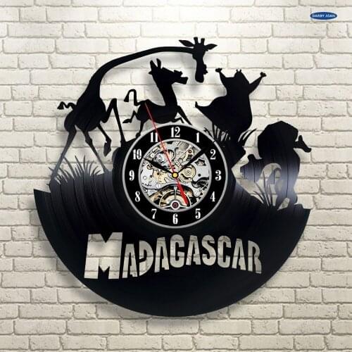 Design Madagacar Wall Clock Gift Wall Clock Vinyl Record Art Decor Retro