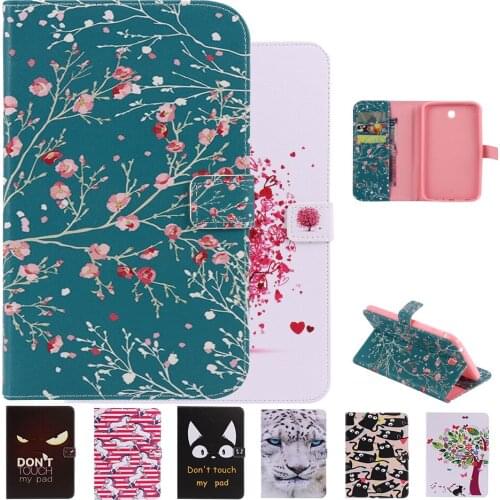 For Samsung Galaxy Tab 3 7.0 inch Cover Cartoon Folding Folio Clip magnet Flip wallet Shell SM-T210 T211 P3200 Tablet Case Stand