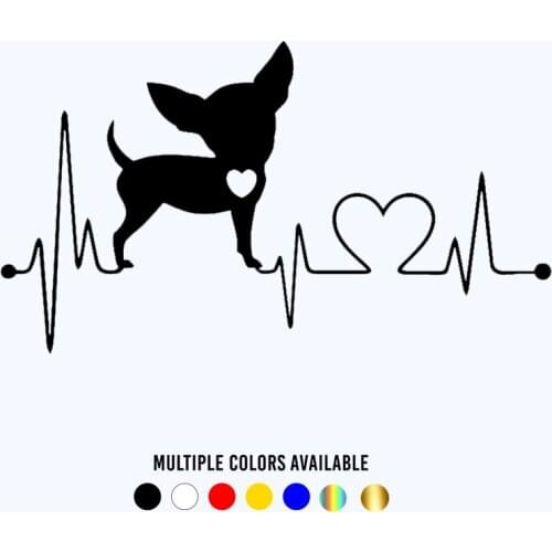 CK20633# Die-Cut Vinyl Decal Chihuahua Heartbeat Car Sticker Waterproof Auto Decors on Car Body Bumper Rear Window
