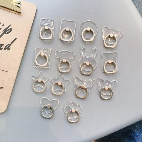 Clear Cat Finger Ring Mobile Phone Stand Holder For iPhone XS Huawei Samsung cell Smart Round Phone Ring holder Car Mount Stand