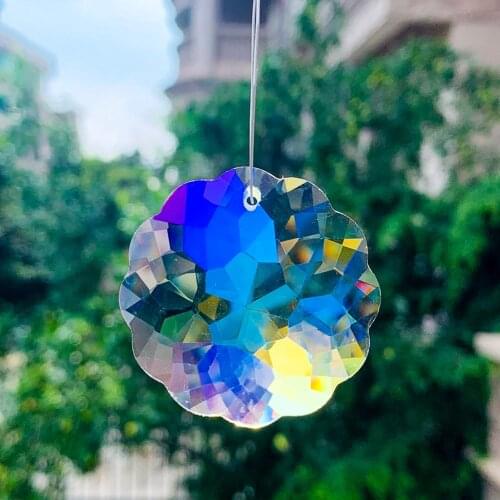 Sun Flower Fire Polished AB Color Crystal Chandelier Suncatcher Aurora DIY Jewelry Necklace Making Accessory Hotel Ceiling Decor
