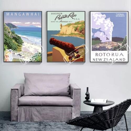 Art Deco Napier New Zealand NZ Landscape Travel Retro Vintage Poster Canvas Painting DIY Art Home Bar Posters Decor