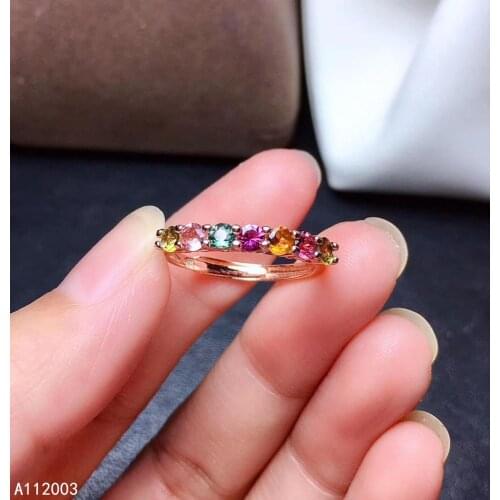 KJJEAXCMY fine jewelry 925 sterling silver inlaid natural tourmaline new Female ring beautiful Support Detection