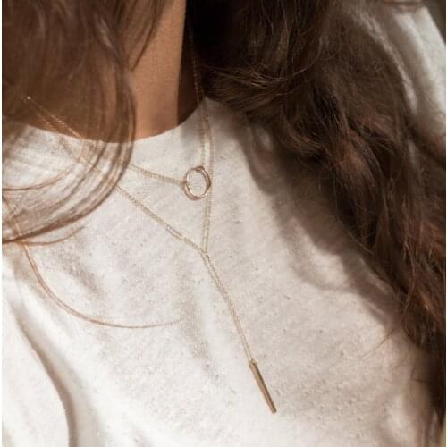 Bohemian Circle Copper Rod Multi layer Necklaces For Women Girl Fashion Gold Sliver Color Long Pendant Necklace Collar Jewelry