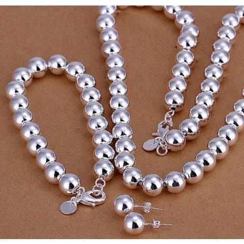 Jewelry Silver plated set, fashion set 10Mm Bean Three-Piece /cjyalbfa cuvalmca LKNSPCS082
