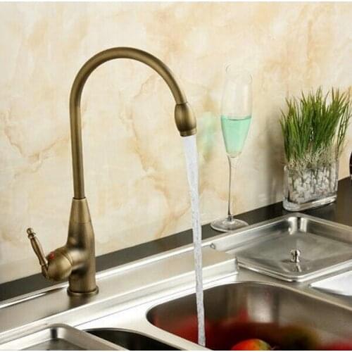 Kitchen Faucets Mixer Taps Antique Brass Finished Hot and Cold Deck Mounted with ceramic torneiras para banheiro crane AF1029