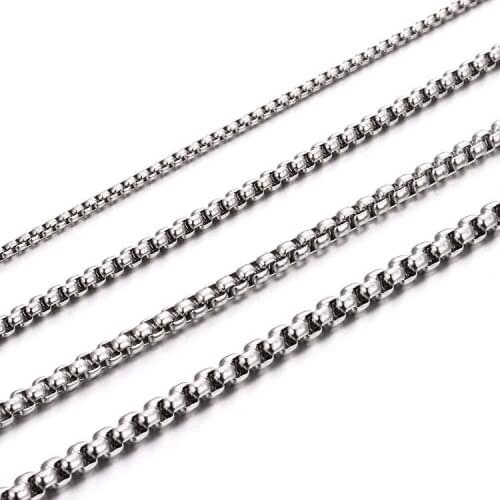 AsJerlya Best Gift Silver Color 18"-24" Chain Women Men Collar Necklace Square Pearl Chain Choker Necklaces Charm