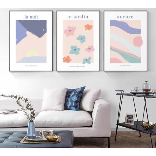 Minimalist French Abstract Dawn Night Garden Poster Print Modern Canvas Painting Wall Art Pictures for Living Room Home Decor