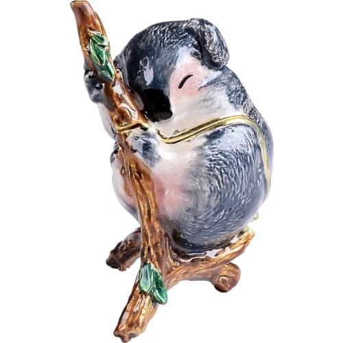 Fashion Metal koala jewelry animal jeweled pewter metal trinket box Rings Earring/Pendant Display Packaging Gift Box