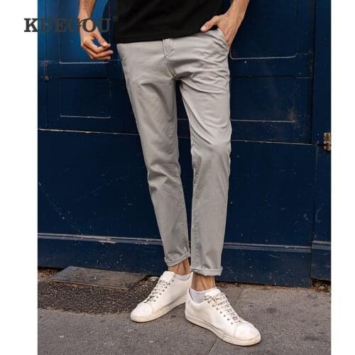 KUEGOU 2021 New Spring Cotton Stretch Clothing Mens Casual Pants High Quality Fashion Summer Trousers Thin Slim Plus Size 2996