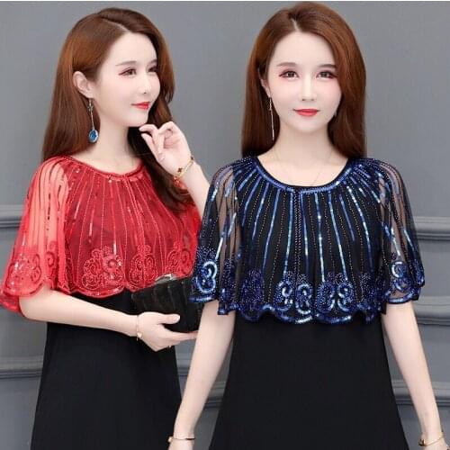 Womens 1920s Shawl Wrap Art Deco Sequin Beaded Evening Cape Bolero Flapper Cover Up Hollow Mesh 8630