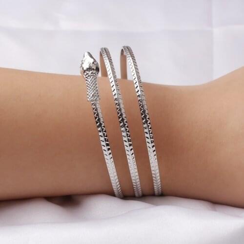 New Men Punk Fashion Coiled Snake Spiral Charm Cuff Armlet Armband Bangle Bracelet Hyperbole Jewelry For Women Party Barcelets