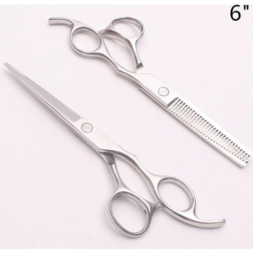 C1006 6" 17.5cm Japan Steel Silver Customized Logo Professional Human Hair Scissors Hairdressing Thinning Shears Cutting Scissor