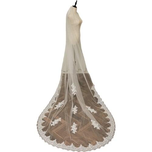 Popodion Lace Bridal Veils Long One-layer with Hair Comb Long Bridal Veil Wedding Accessories Wedding Collection Set ROM80274