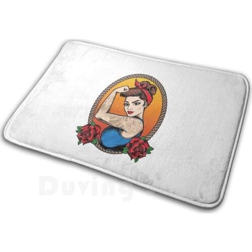 Strong Woman Mat Rug Carpet Anti-Slip Floor Mats Bedroom Woman Girl Strong Cartoon Movie Cinema Feminism Superhero