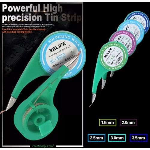 Desoldering Wire 1.5/2.0/2.5/3.0/3.5mm Width Suction Tin Desoldering Braid Solder Remover Wick Wire BGA Welding Tools Length 2M