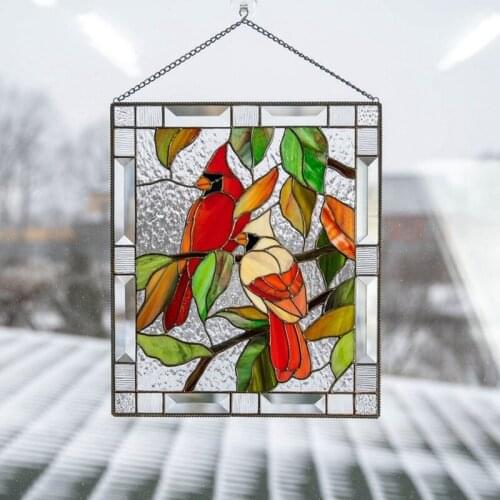 Birds Rainbow Suncatcher Mini Stained Bird Window Hanging Suncatcher Acrylic Pendants Garden Decoration Outdoor Ornament