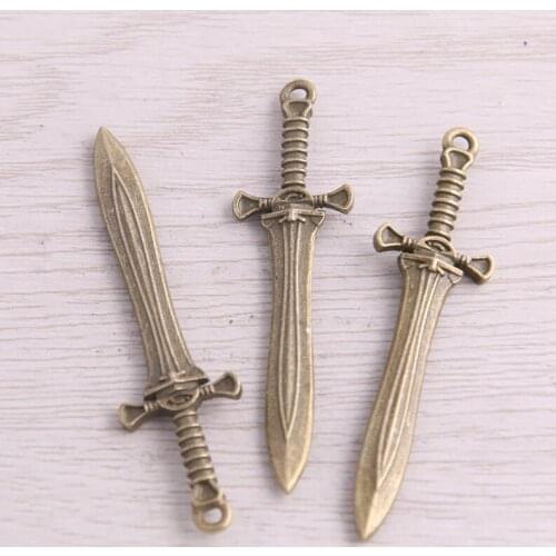 SWEET BELL 12PCS 15*58mm New Product Two Color Weapon Knife Charms Simulation Pendant Jewelry Metal Alloy Jewelry Marking