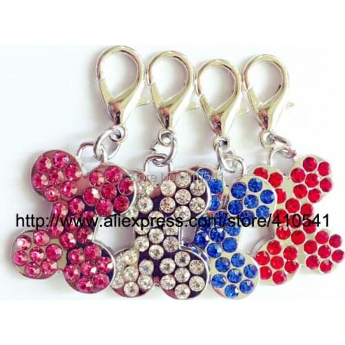 Pet Products Mix Colors 500 Pcs/ Lot Pet Tags Rhinestone Dog Bone Shape Tags Custom Dog Cat ID Tags Free Shipping Pet ID Tag