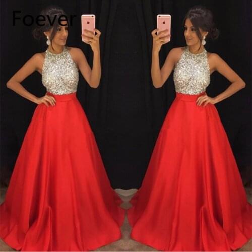 Red Beaded Crystal Evening Dresses Long 2019 vestidos de fiesta de noche A Line Special Occasion Dress Custom Formal Gowns
