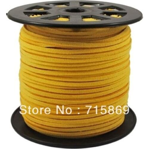 Yellow Color 3mm x1.5m 100Yard /Lot 92Meters Faux Suede Leather Cord (Microfiber) DIY Cord Supplies, Faux Suede Lace