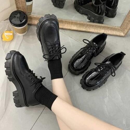 Autumn Boots Women Platform Boots Thinken Heel Chunky Sneakers Black Punk Boots Shoes Height Increasing 2020