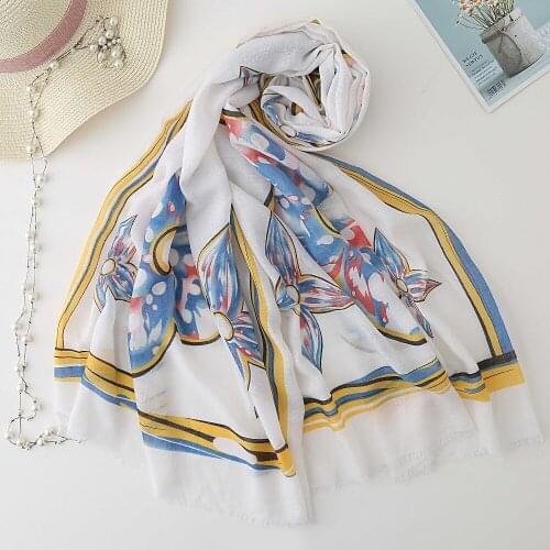 2019 New Ombre Flower Print Fringe Scarves Shawls Women Beach Floral Scarf Hijab Muffler Wholesale 10pcs/lot Free Shipping