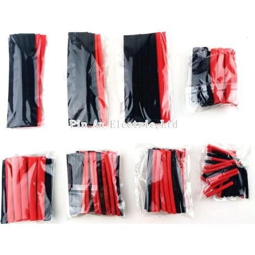150 PCS 7.28m Black And Red 2:1 Assortment Heat Shrink Tubing Tube Car Cable Sleeving Wrap Wire Kit