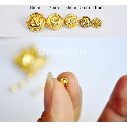 20/60PCS 8mm 7mm 6mm 5mm 4mm Gold Silver Bronze Metal Anchor Mushroom Mini Coat Button BJD Blyth Doll Clothes DIY Accessories