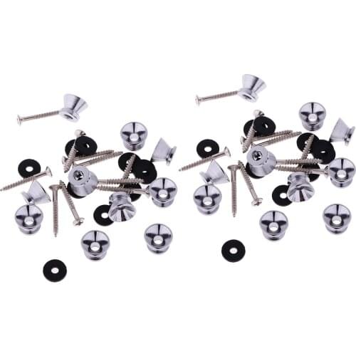 20pcs Silver Electric Guitar Bass Strap Lock Tail Pin Ukulele Pins Button
