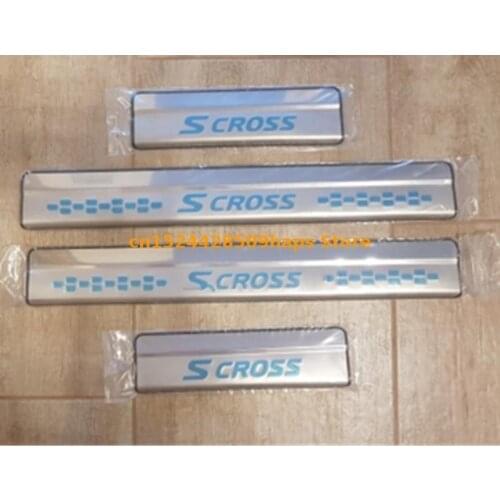 For Suzuki Sx4 S-Cross 2014-2017 Stainless Steel door Sill Protector Pedal Welcome Plate Car External Accessories Sticker 4 PCS