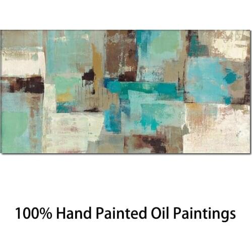Abstract Oil painting Teal and Aqua Reflections Silvia Vassileva Painting Canvas art Room decorations High quality Hand painted