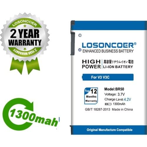 LOSONCOER Battery 1300mAh BR50 Battery For Motorola RAZR V3c V3E V3T V3Z V3i V3IM V3m V3 PEBL U6 Prolife 300 500