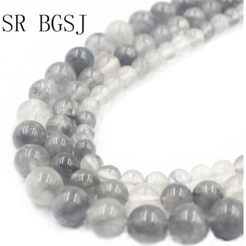 Free Shipping 6 8 10mm Cloudy Quartz Gems Natural Round Stone Loose Craft Beads DIY Strand 15"
