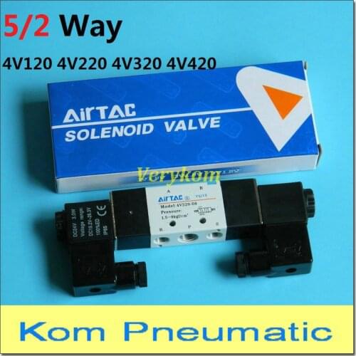 Free Shipping Pneumatic Airtac Type 5/2 Way Double Solenoid Valve 4V220-08 4V320-10 5 Port 2 Position 12V DC 24V AC 110V 220v