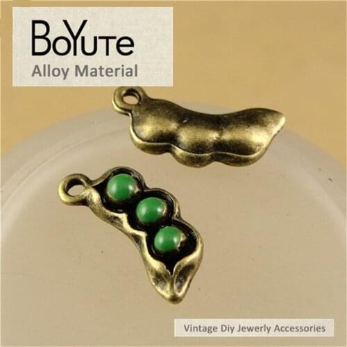 BoYuTe (60 Pieces/Lot) 17*7*4MM Vintage Style Zinc Alloy Antique Bronze Plated Pea Pendant Charms Diy Jewelry Findings