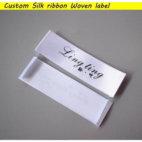 Custom YOUR Brand Clothes Garment labels High Quality Ribbon label NO-Scraped Silk Ribbon Woven Labels DIY sewing woven Tags