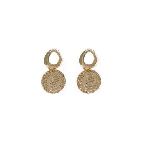 Lateefah Alloy Earring Brincos Drop Earrings Punk Round Earrings for Women Coin Earring Pendant
