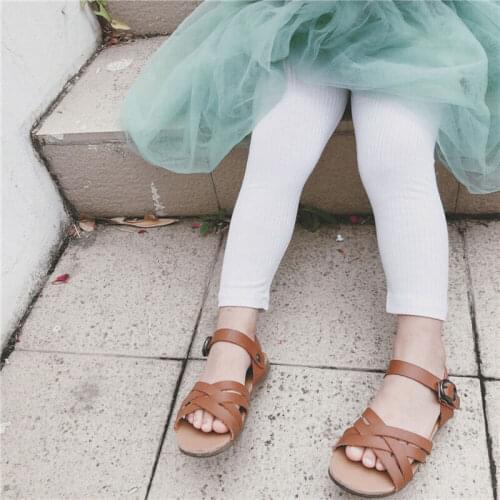 High Waist Cotton Kids Pencil Pants For Girls Full Length Plain Kids Pants Children Solid Color Skinny Leggings