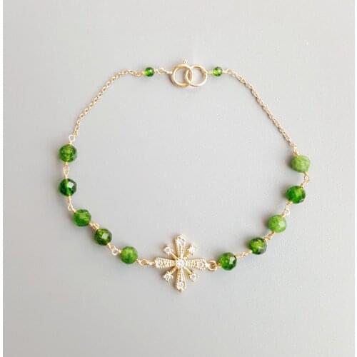 Lii Ji Genuine Green Diopside Zircon Snowflakes Bracelet 925 Sterling Silver Delicate Hanamade Bracelet For Women Jewelry