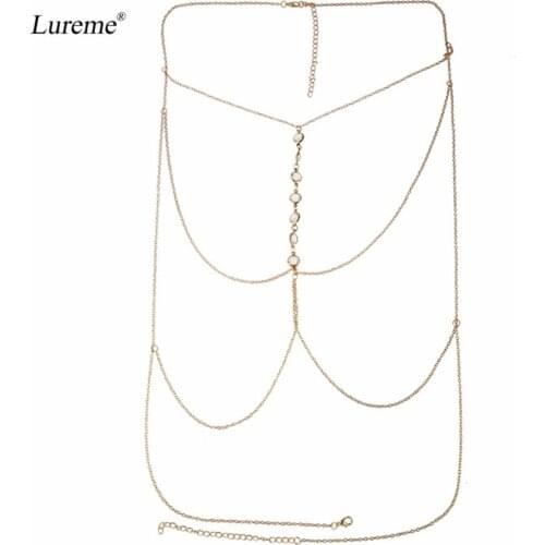 Lureme Womens Sexy Simple Stone Body Chain Jewelry Bikini Bra Chain (bc000015)
