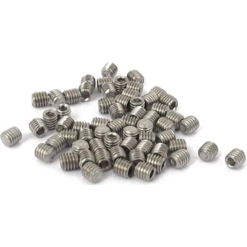 HHTL-50pcs M3x3mm Stainless Steel Hex Socket Set Cap Point Grub Screws Silver