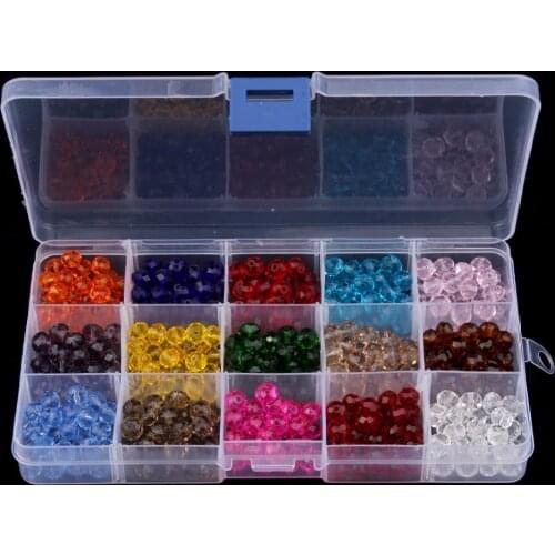 15 Colors Mixed Color 4mm 6mm 8mm Fashionable Round Crystal Glass Beads Quartz Spacer Beads Box Set for Jewelry Wholesale