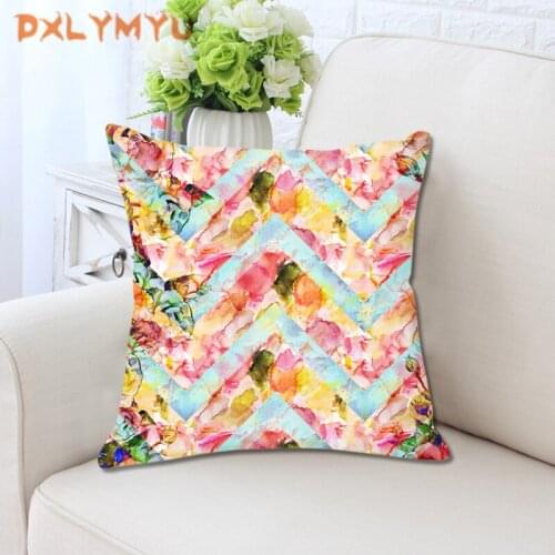 Soft Velvet Throw Pillow Floral Geometric Print Pillowcase Seat Cushion Home Decorative Sofa Cushion No Filler