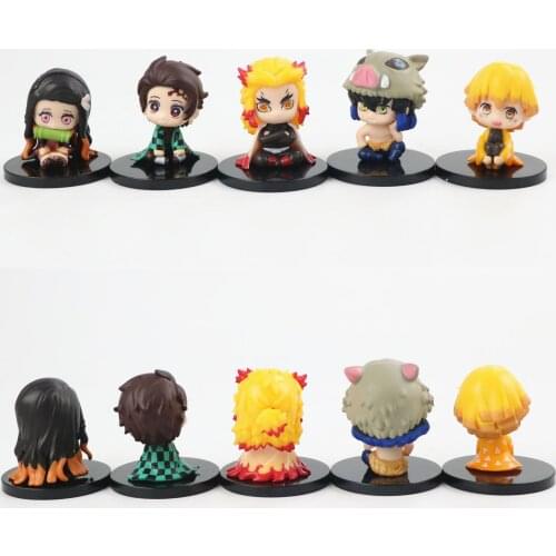 New 5 Models Of Q Version Of Ghost Slayers Blade Doll Figure With Seated Ghost Slayer Doll With Base Capsule Machine Doll