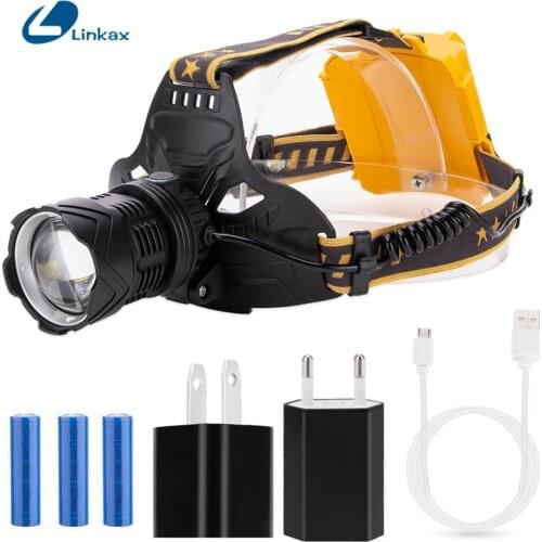 P50 LED Headlamp 18650 Battery Powered USB Rechargeable Head Light Super Bright for Outdoor Fishing Walking Riding Headlight