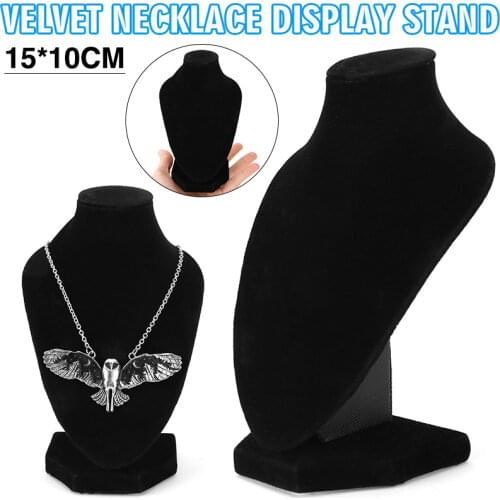 15*10cm Necklace Display Stand For Home Shop Black Velvet Mannequin Bust Stand Holder Necklaces Display Support
