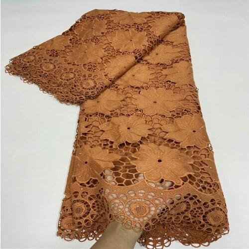 Latest 5 yards / wholesale price water-soluble lace, used for sewing best quality African milk wedding lace fabri r66-416